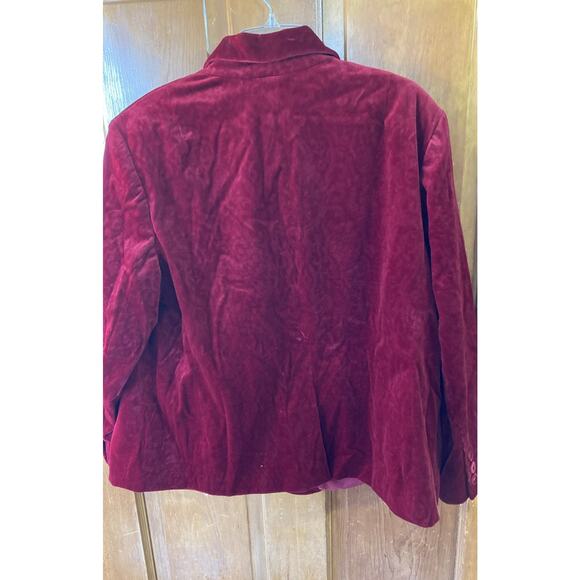 Dana Buchman Womans Velvet Blazer Sz XXL ? Red Patterned Holiday Whimsy Goth - Picture 4 of 12